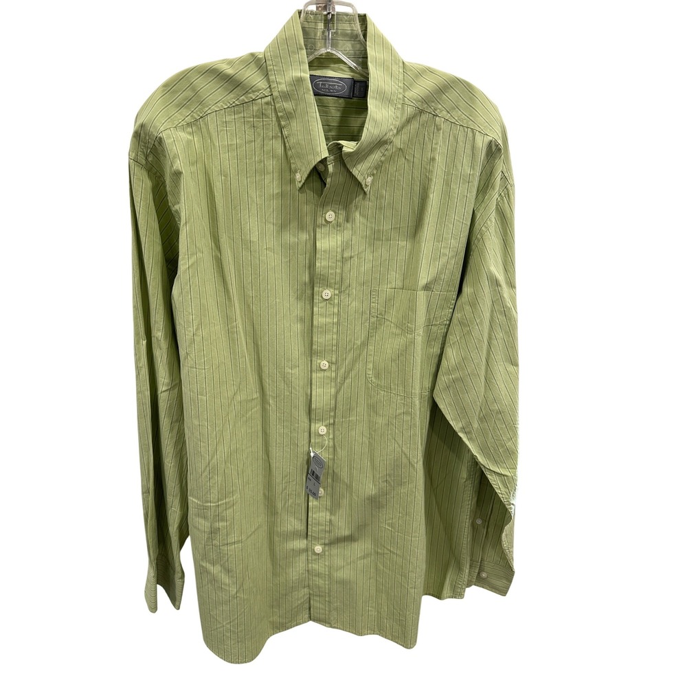 Talbots Mens Green‎ Striped Button Down Long Sleeve Casual Shirt